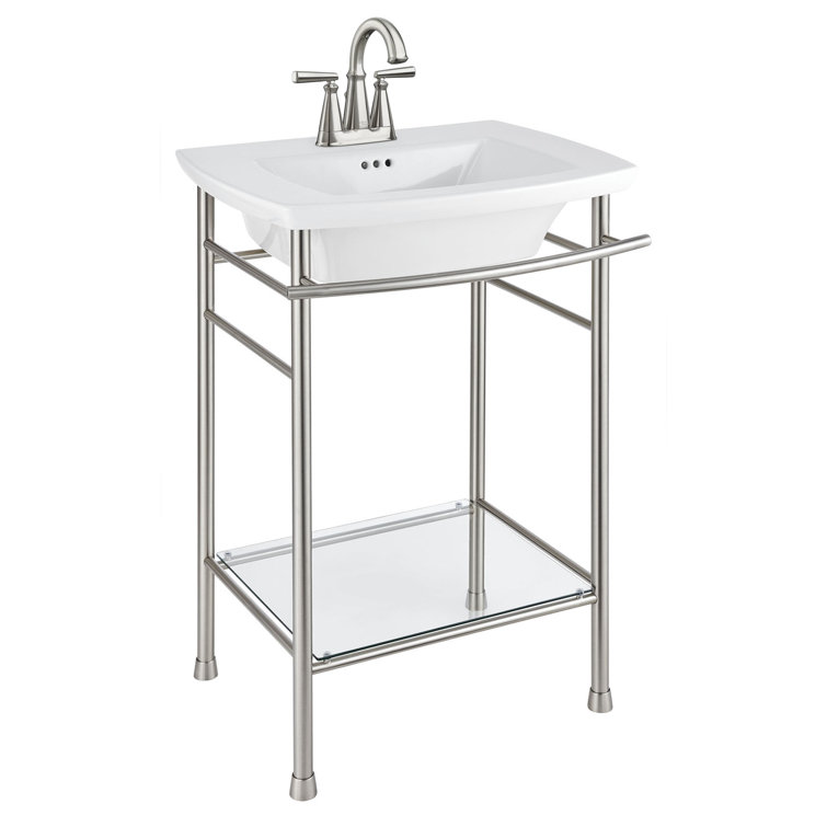 Transitional Edgemere 4-Inch Nickel Centerset Bathroom Faucet