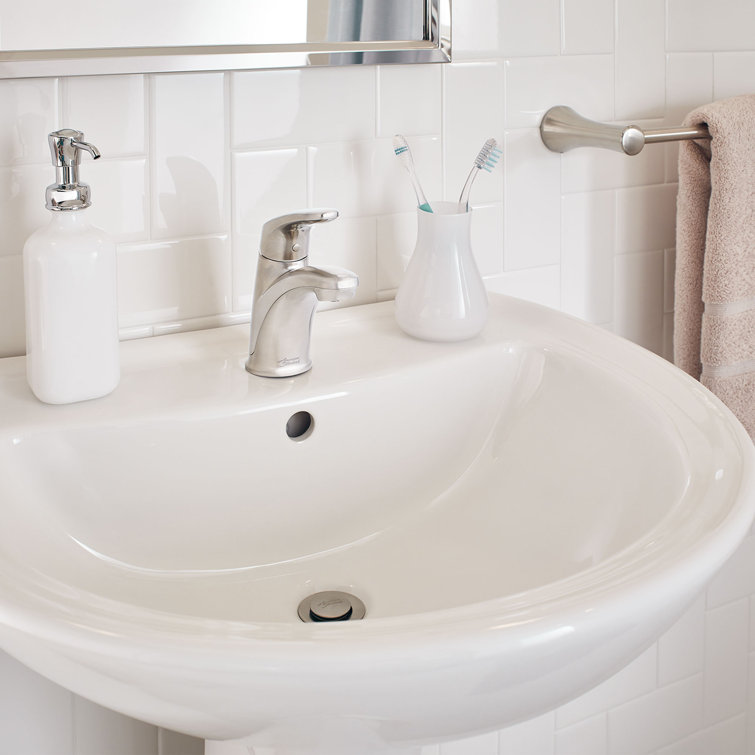 Sleek Brushed Nickel Single-Handle Bathroom Faucet with Safety Stop