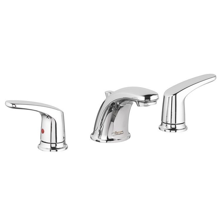 Polished Chrome 8-Inch Widespread Bathroom Faucet with Metal Lever Handles