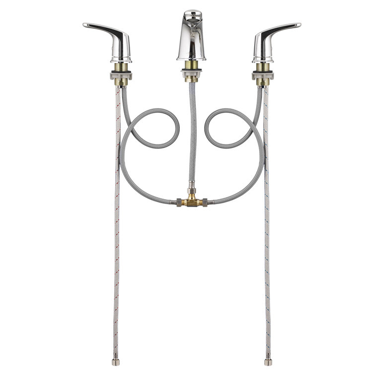 Polished Chrome 8-Inch Widespread Bathroom Faucet with Metal Lever Handles