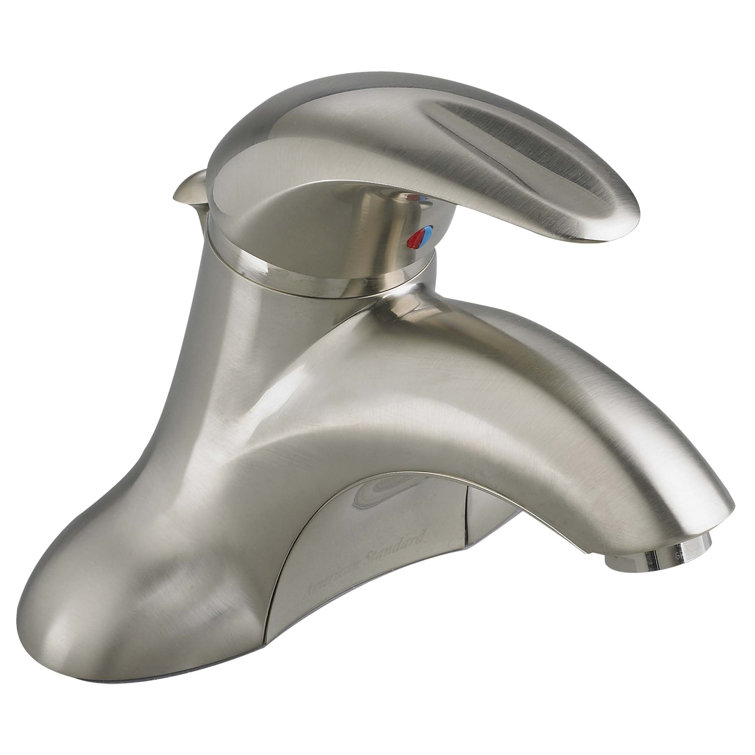 Sleek Satin Nickel Single-Handle Bathroom Faucet with Safety Stop