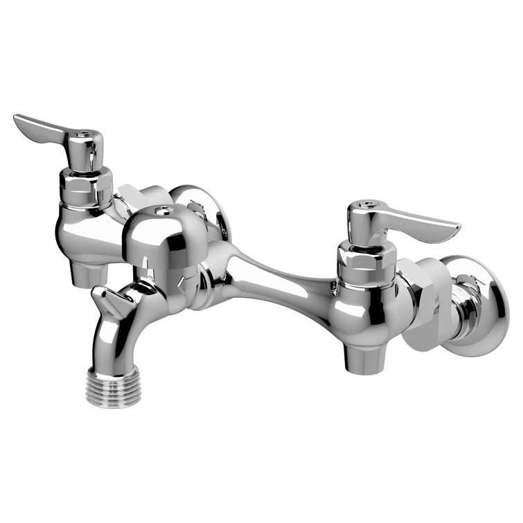 Polished Chrome Wall Mount Service Sink Faucet with Vandal Resistant Handles