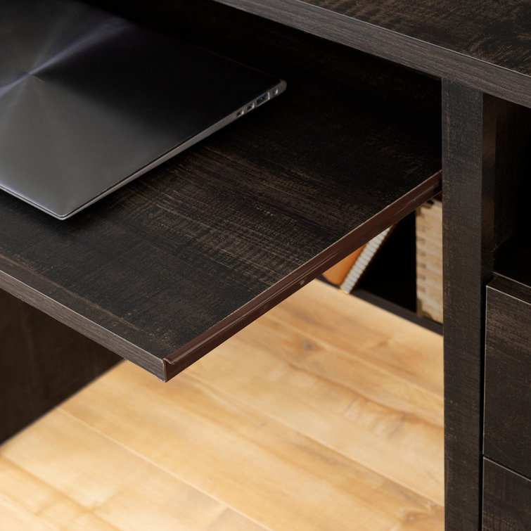 Rubbed Black 53'' Wood Office Desk with Drawer and Filing Cabinet