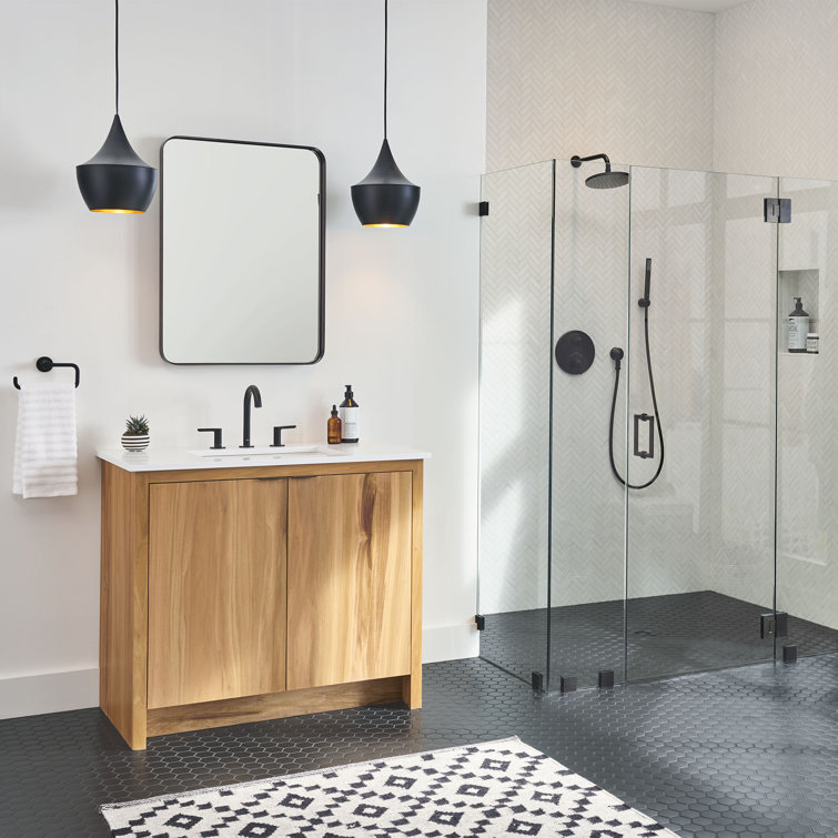 Matte Black Brass Widespread Bathroom Faucet with Lever Handles