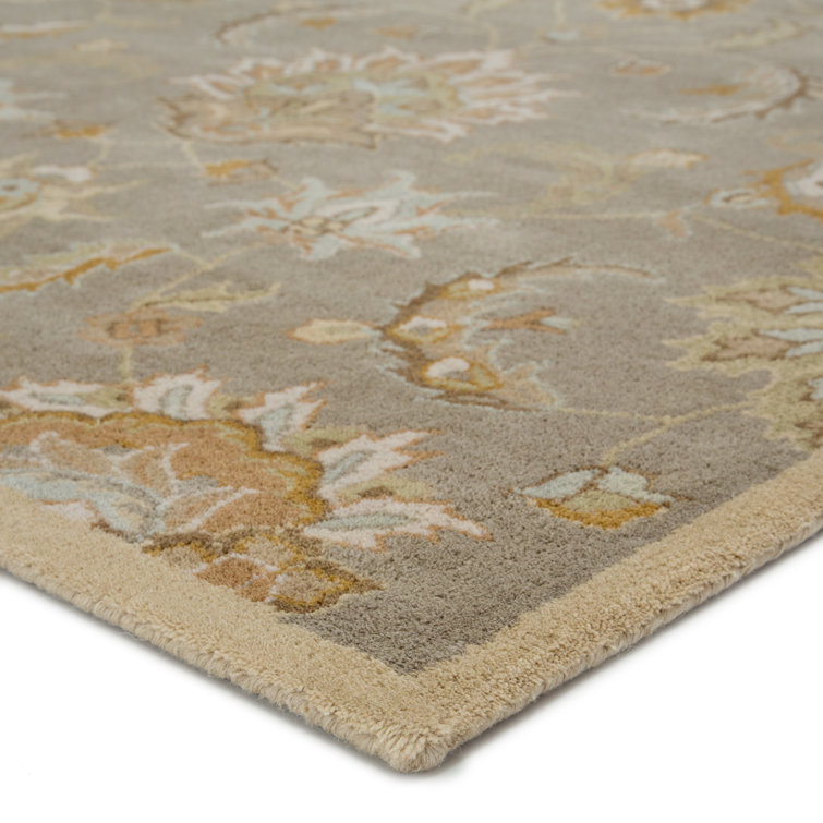 Elegant Gray Tufted Wool 9' x 12' Handmade Area Rug