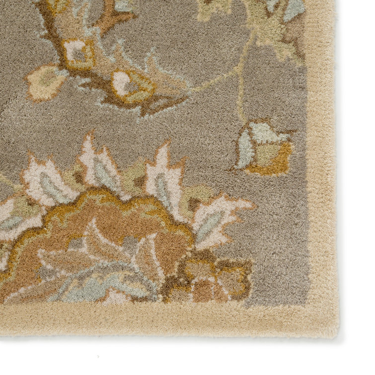 Elegant Gray Tufted Wool 9' x 12' Handmade Area Rug