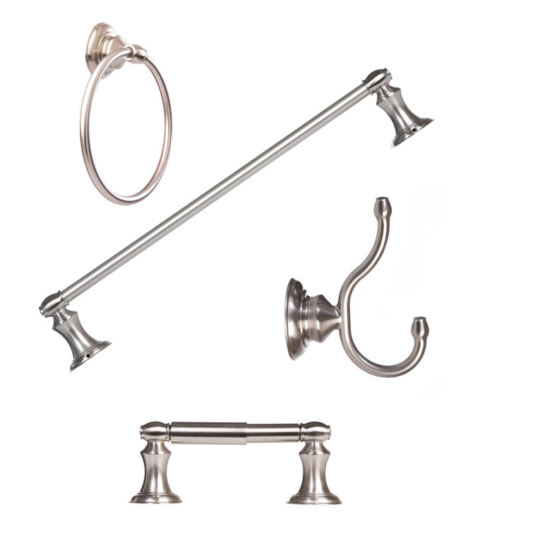 Satin Nickel 4-Piece Metal Bathroom Hardware Set