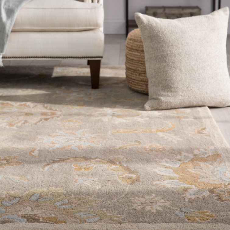 Elegant Gray Tufted Wool 9' x 12' Handmade Area Rug