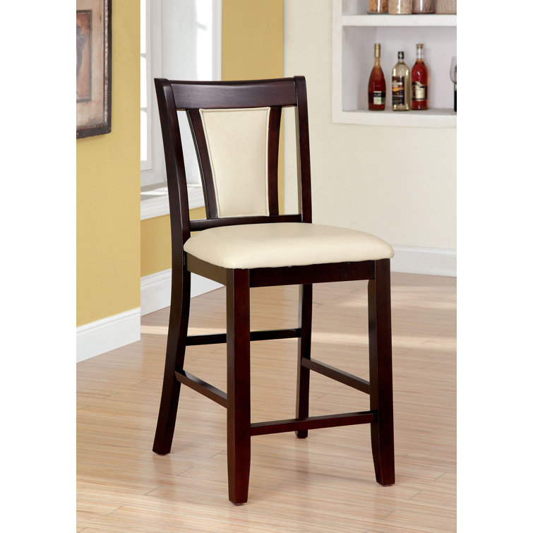 Transitional Brentwood 22'' Brown and Cream Leather Counter Stool