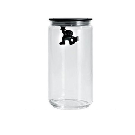 Black Glass Contemporary Airtight Kitchen Jar, 700ml