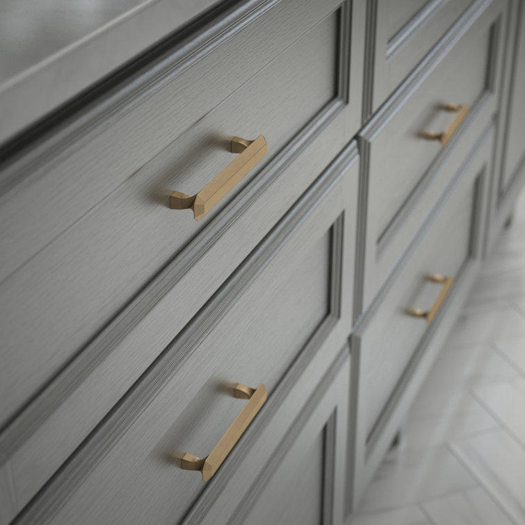 Champagne Bronze Geometric Bar Cabinet Pull with Mounting Hardware