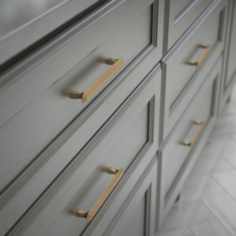 Champagne Bronze Geometric Bar Cabinet Pull with Mounting Hardware
