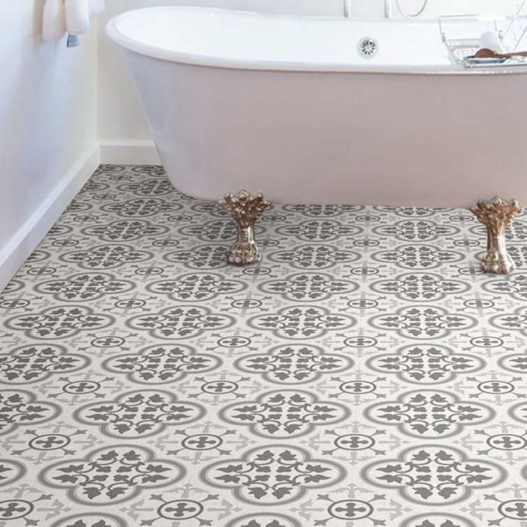 Remy 12'' x 12'' Gray and White Vinyl Peel & Stick Floor Tiles