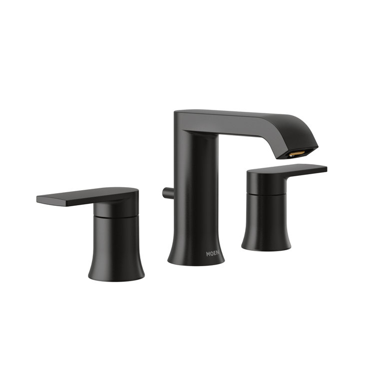 Modern Black Metal Widespread Bathroom Faucet, 10-inch