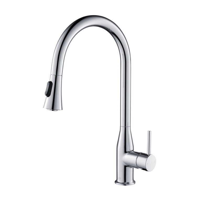 Chrome Single Handle Pull-Out Spray Kitchen Faucet with Soap Dispenser