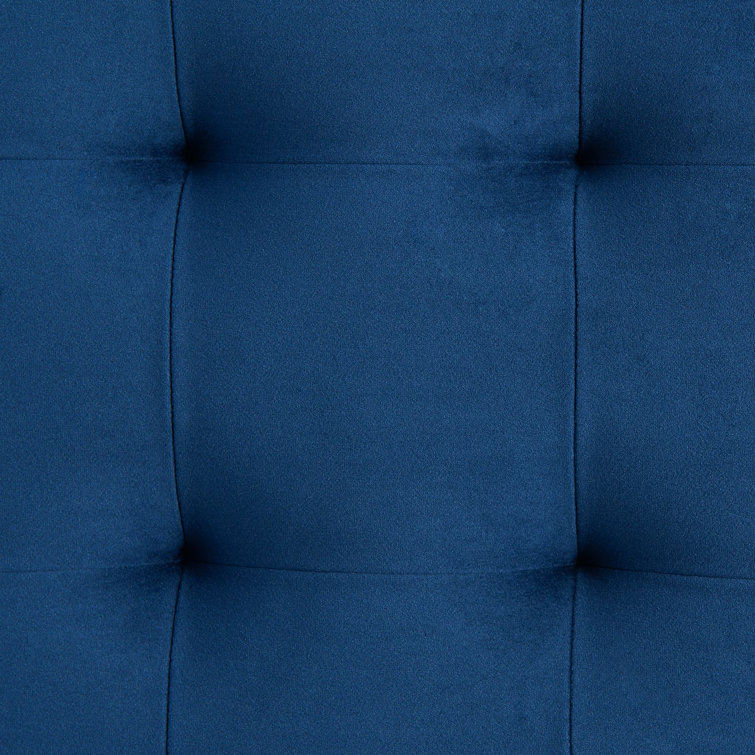 Crosby Blue Velvet 52" Contemporary Tufted Storage Ottoman