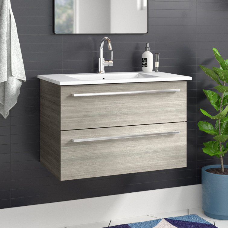Aria 30" Single Sink Wall-Mount Bathroom Vanity with Cultured Marble Top