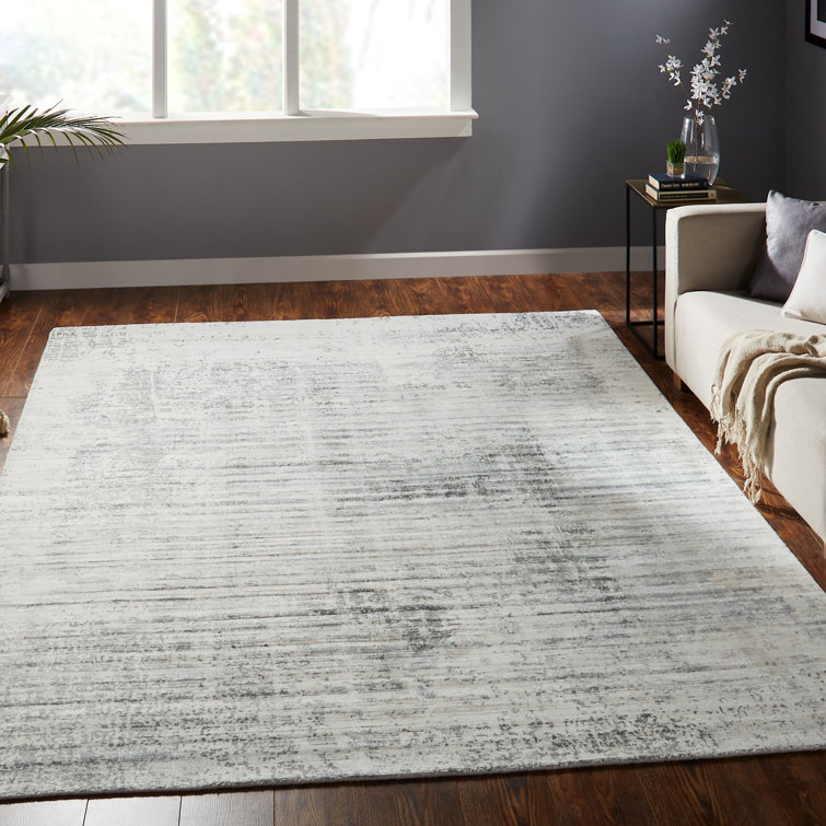 Gray and Sky Abstract High Pile Area Rug