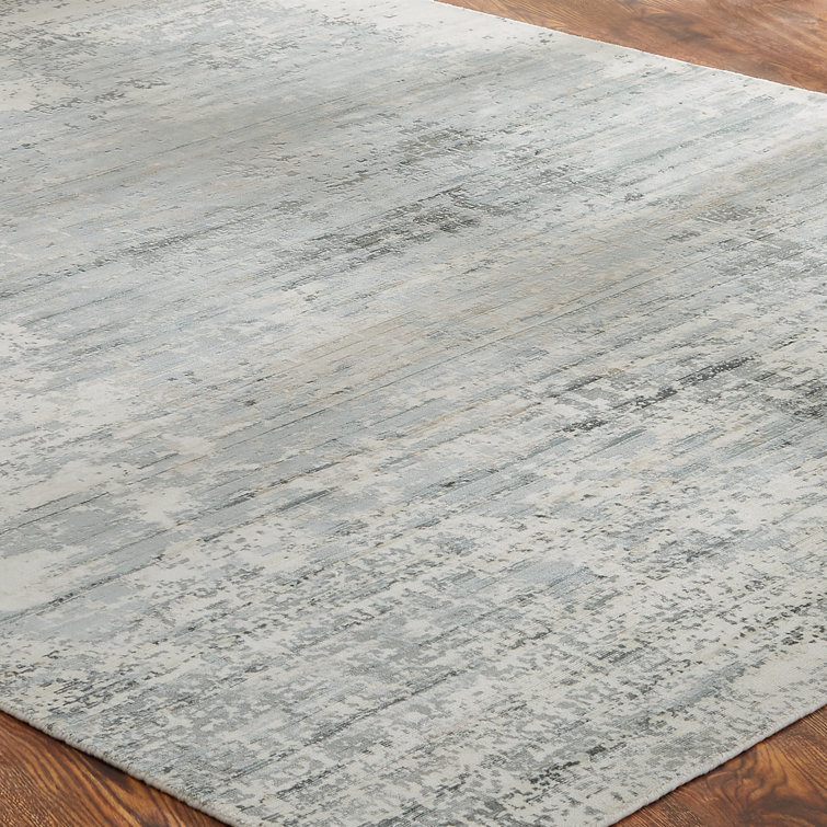 Gray and Sky Abstract High Pile Area Rug