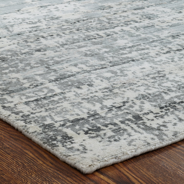 Gray and Sky Abstract High Pile Area Rug