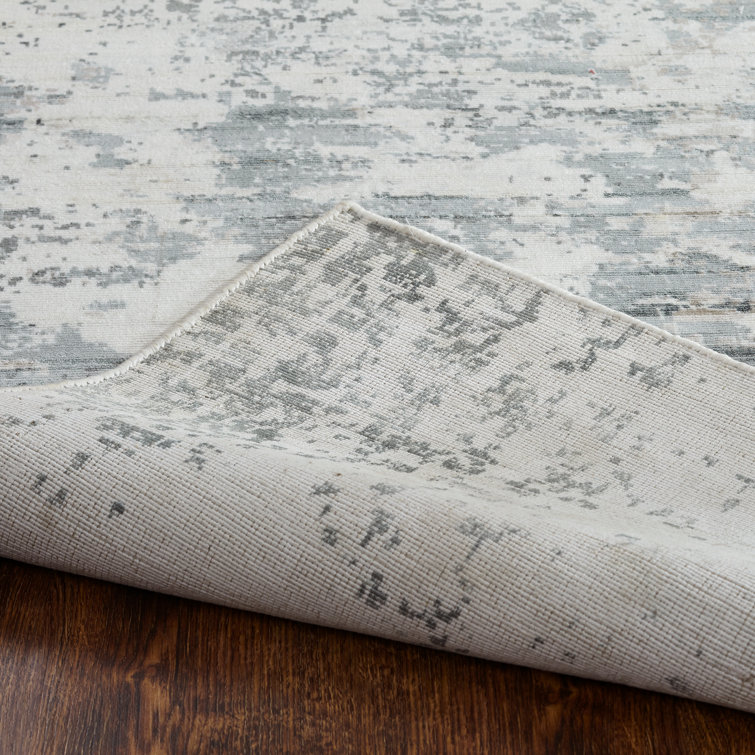 Gray and Sky Abstract High Pile Area Rug