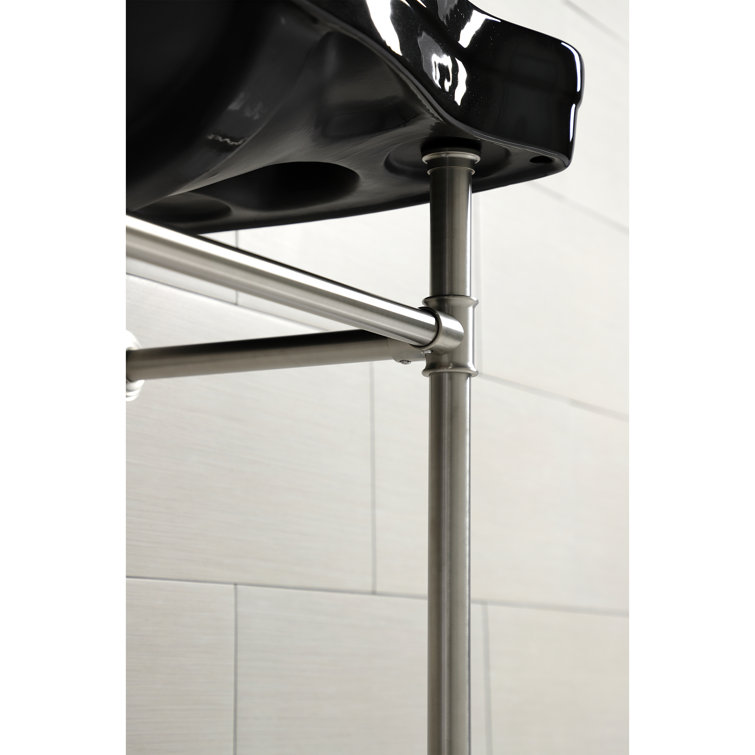 Imperial 36-Inch Black Ceramic Console Sink with Brushed Nickel Legs