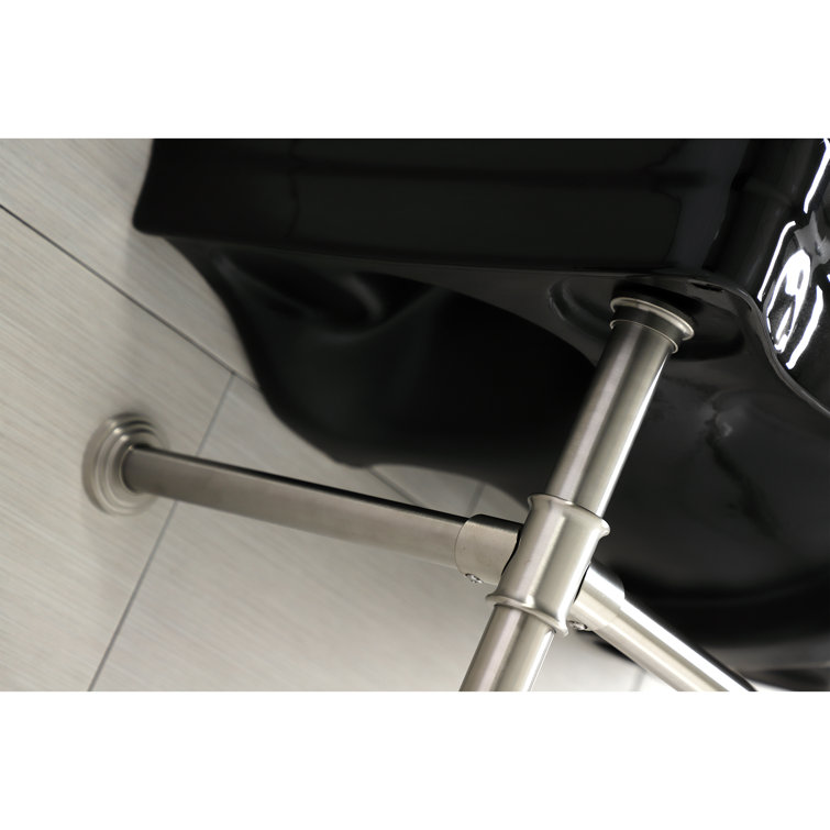 Imperial 36-Inch Black Ceramic Console Sink with Brushed Nickel Legs