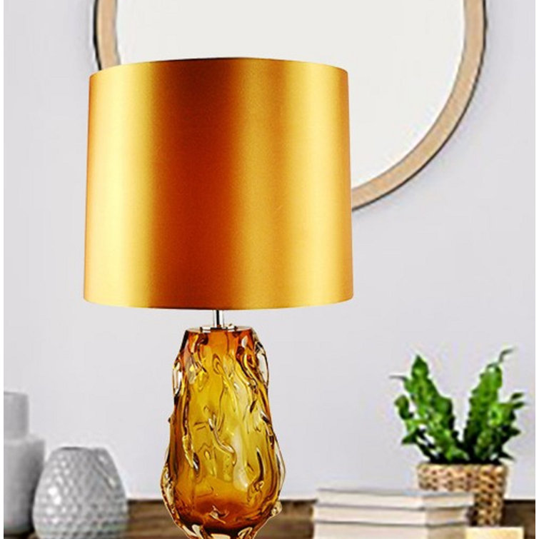 Valencia Clear Burnt Orange and Dark Amber Fabric Shade Table Lamp