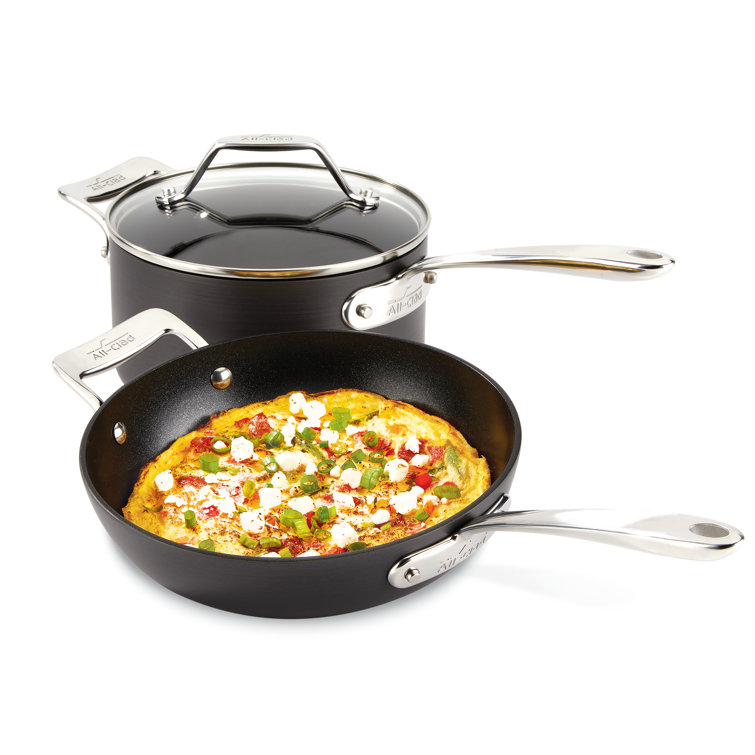 Essentials Black Aluminum Nonstick Fry and Sauce Pan Set