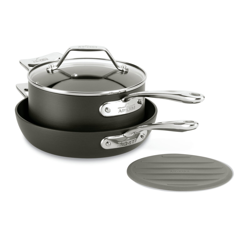 Matte Black Aluminum Nonstick 4-Piece Cookware Set