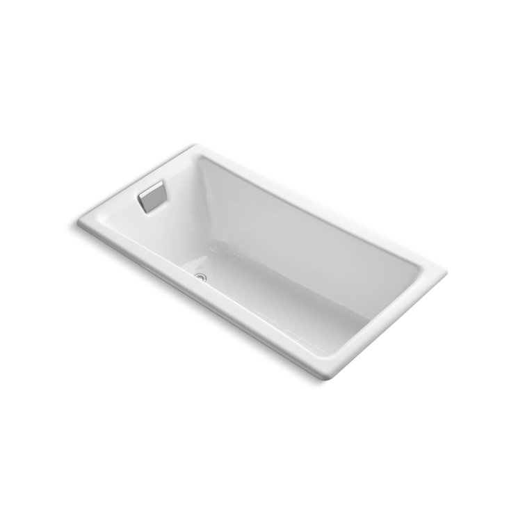 White Cast Iron Alcove Drop-In Soaking Bathtub