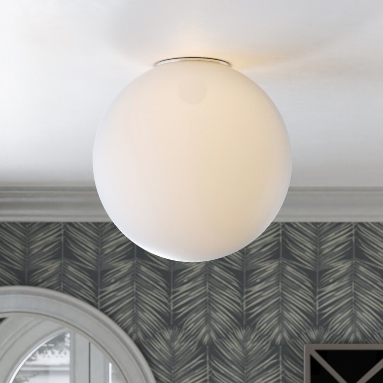 Matte White Hand Blown Glass Globe Flush Mount Light