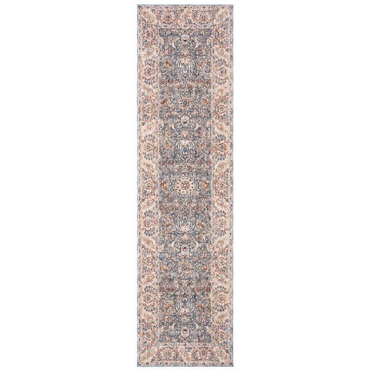 Light Blue Hand-Knotted Synthetic Runner Rug