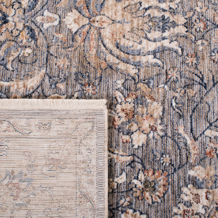 Elegant Hand-Knotted Floral Light Blue Synthetic 3' x 5' Area Rug