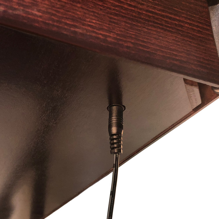 Rectangular Black Metal and Wood End Table with Storage