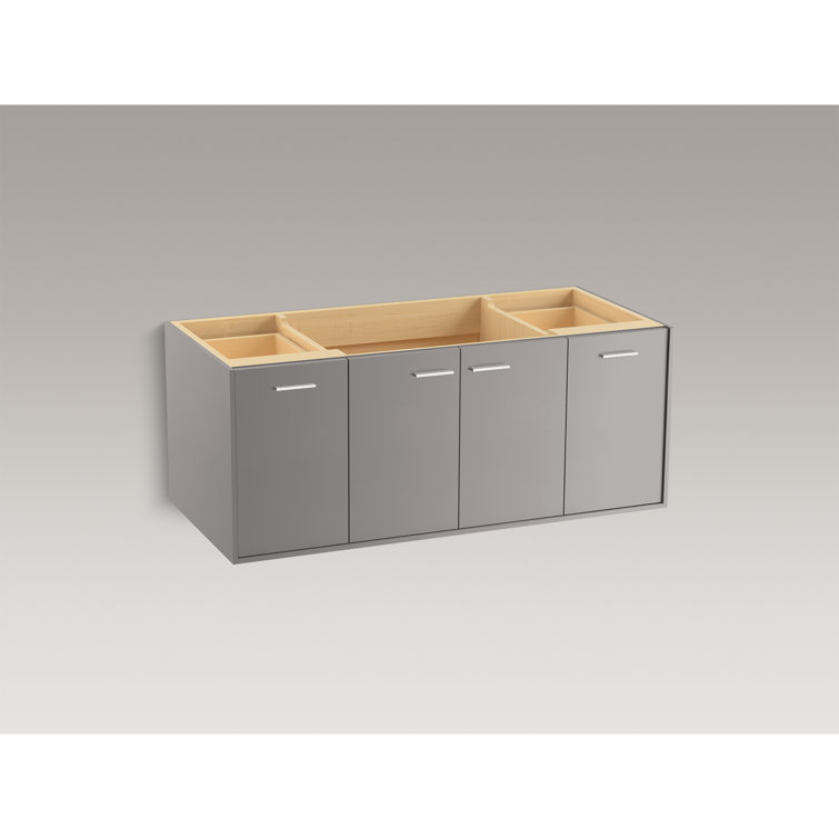 Mohair Grey 48" Wall-Mounted Single Vanity with White Top