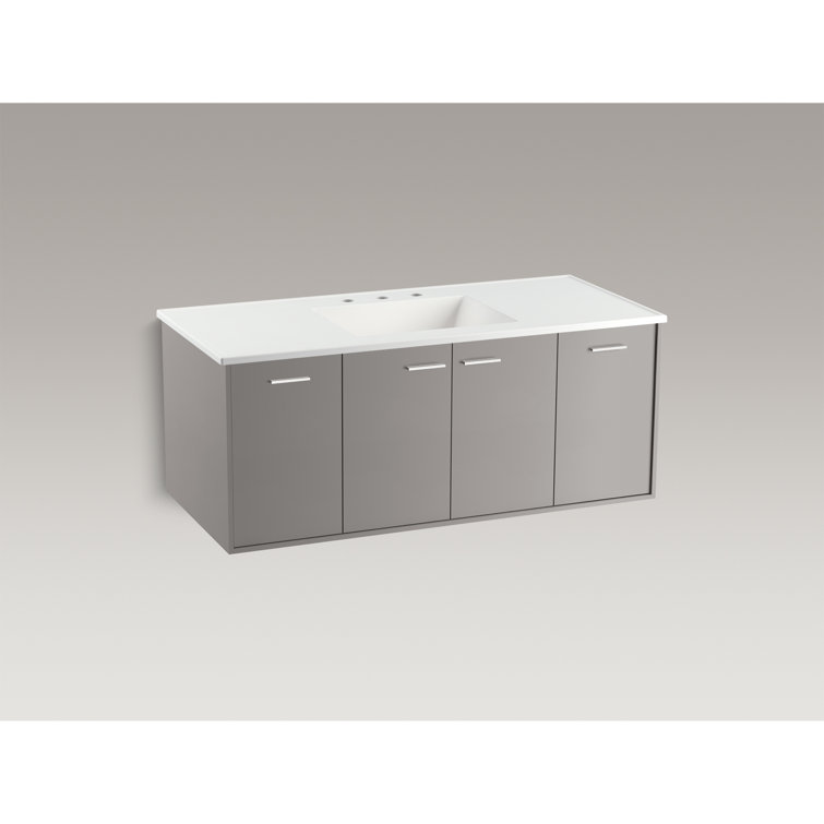 Mohair Grey 48" Wall-Mounted Single Vanity with White Top