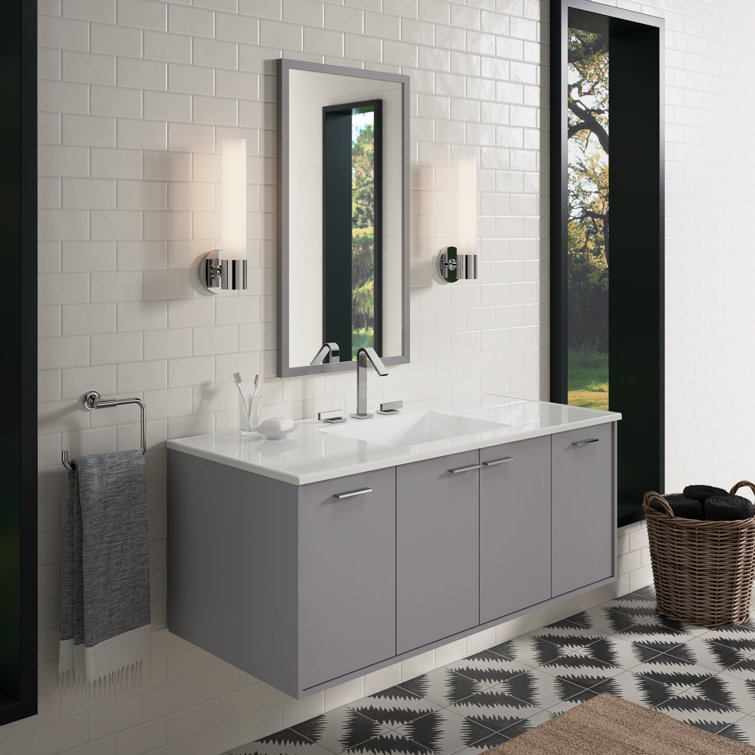 Mohair Grey 48" Wall-Mounted Single Vanity with White Top