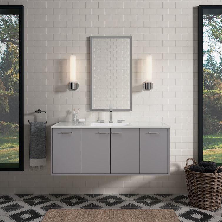 Mohair Grey 48" Wall-Mounted Single Vanity with White Top