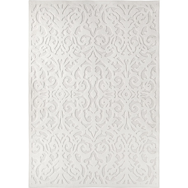 Natural Off-White Synthetic Tufted Rectangular Indoor/Outdoor Rug