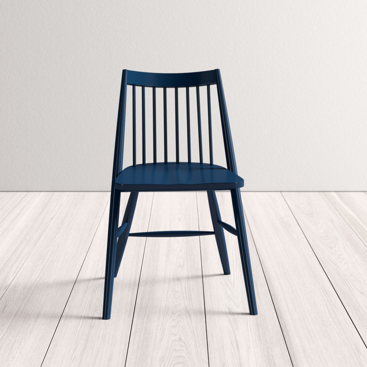 Navy Solid Wood Slat Back Side Chair Set