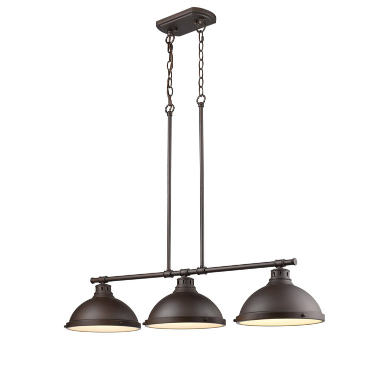 Duncan 3-Light Rubbed Bronze Linear Pendant with Glass Diffusers