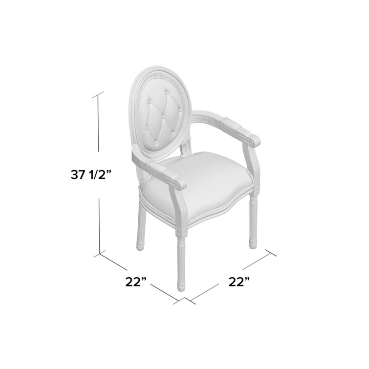 Elegant Vintage French Light Gray Upholstered Wood Arm Chair