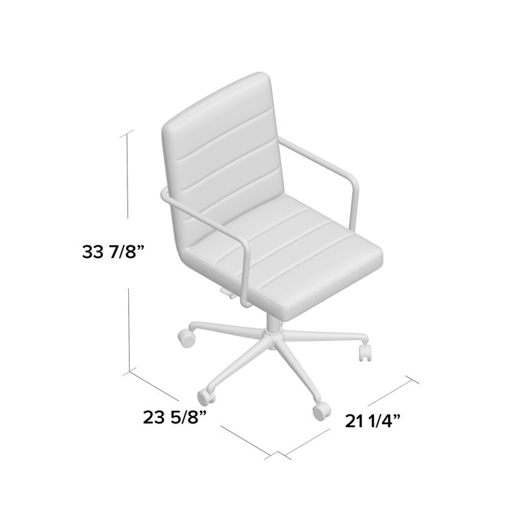 White Faux Leather Swivel Office Chair with Steel Frame
