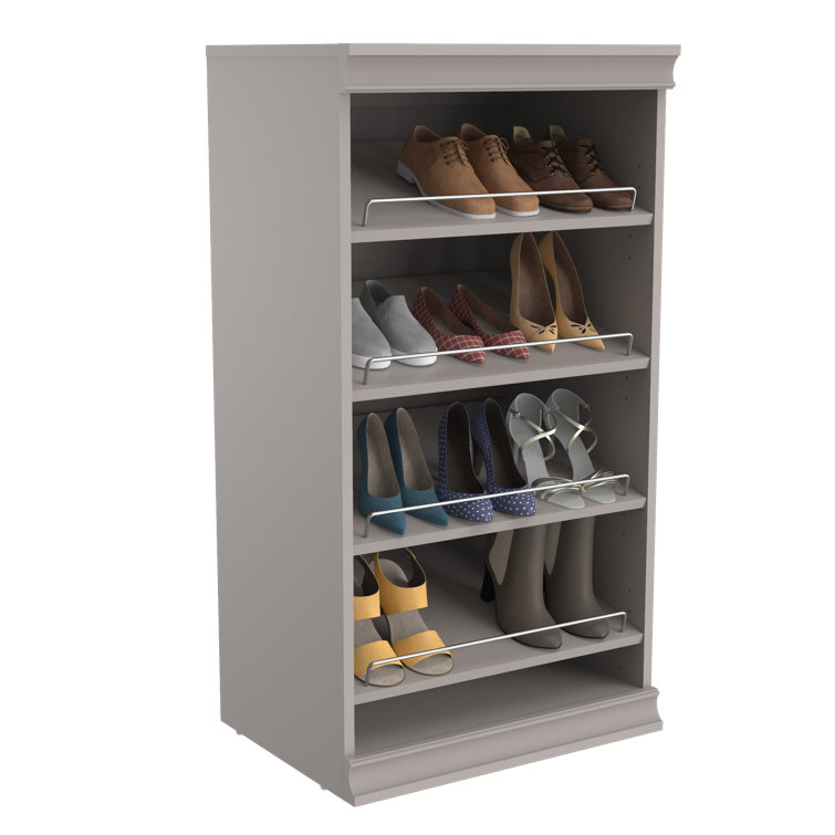 Taupe Modular Stackable Shoe Shelf with Metal Accents