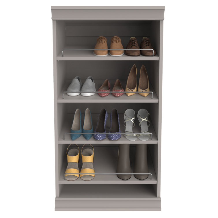 Taupe Modular Stackable Shoe Shelf with Metal Accents
