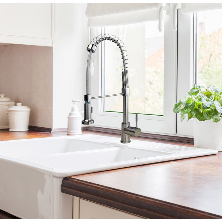 Stainless Steel Single Handle Spring Pull-Down Kitchen Faucet