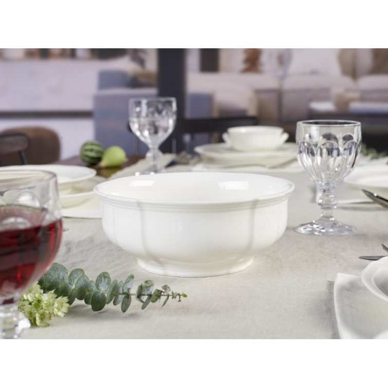 White Ceramic Round Serving Bowl for Salads and Pasta