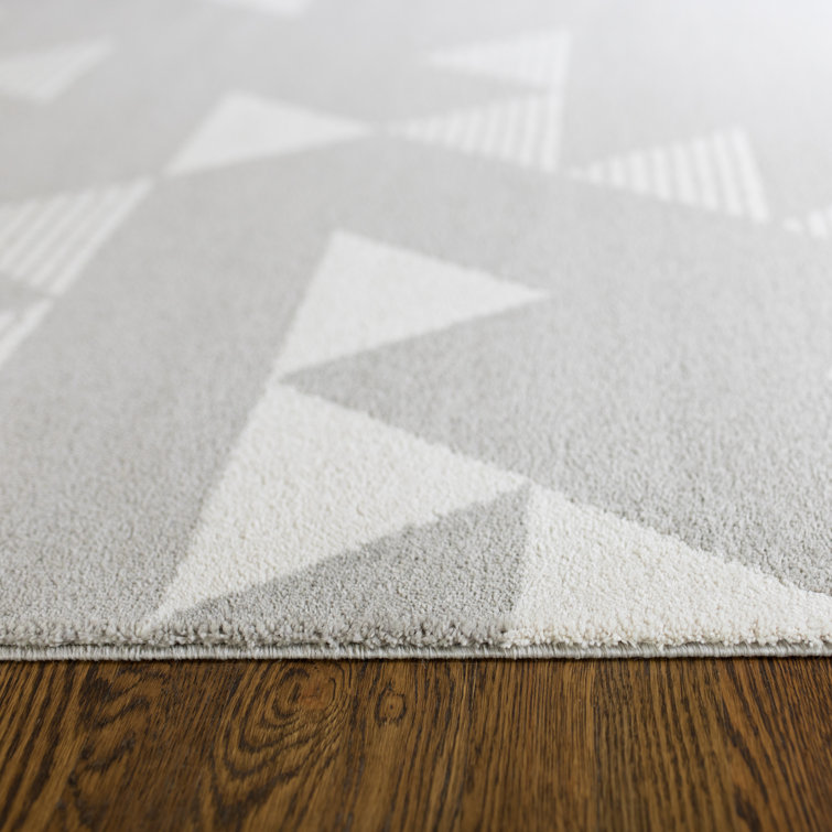 Gray Geometric Kids' 5' x 7' Microfiber Area Rug
