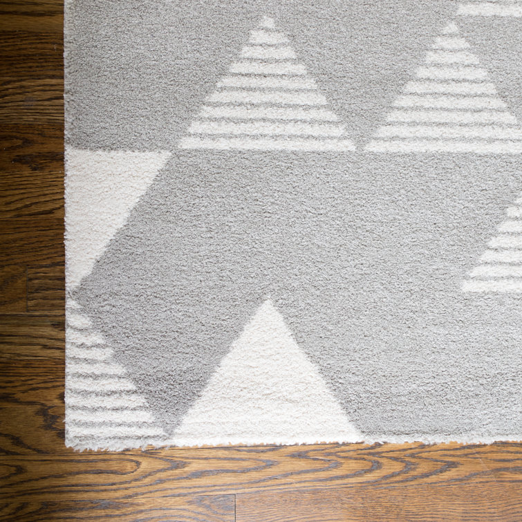 Gray Geometric Kids' 5' x 7' Microfiber Area Rug